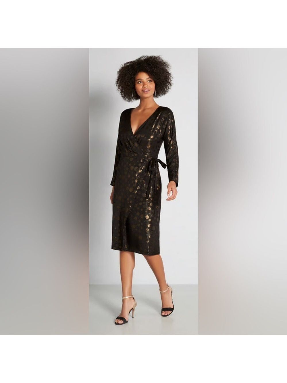 ModCloth Golden Record Party true wrap dress - size medium - nwt - Picture 2 of 12